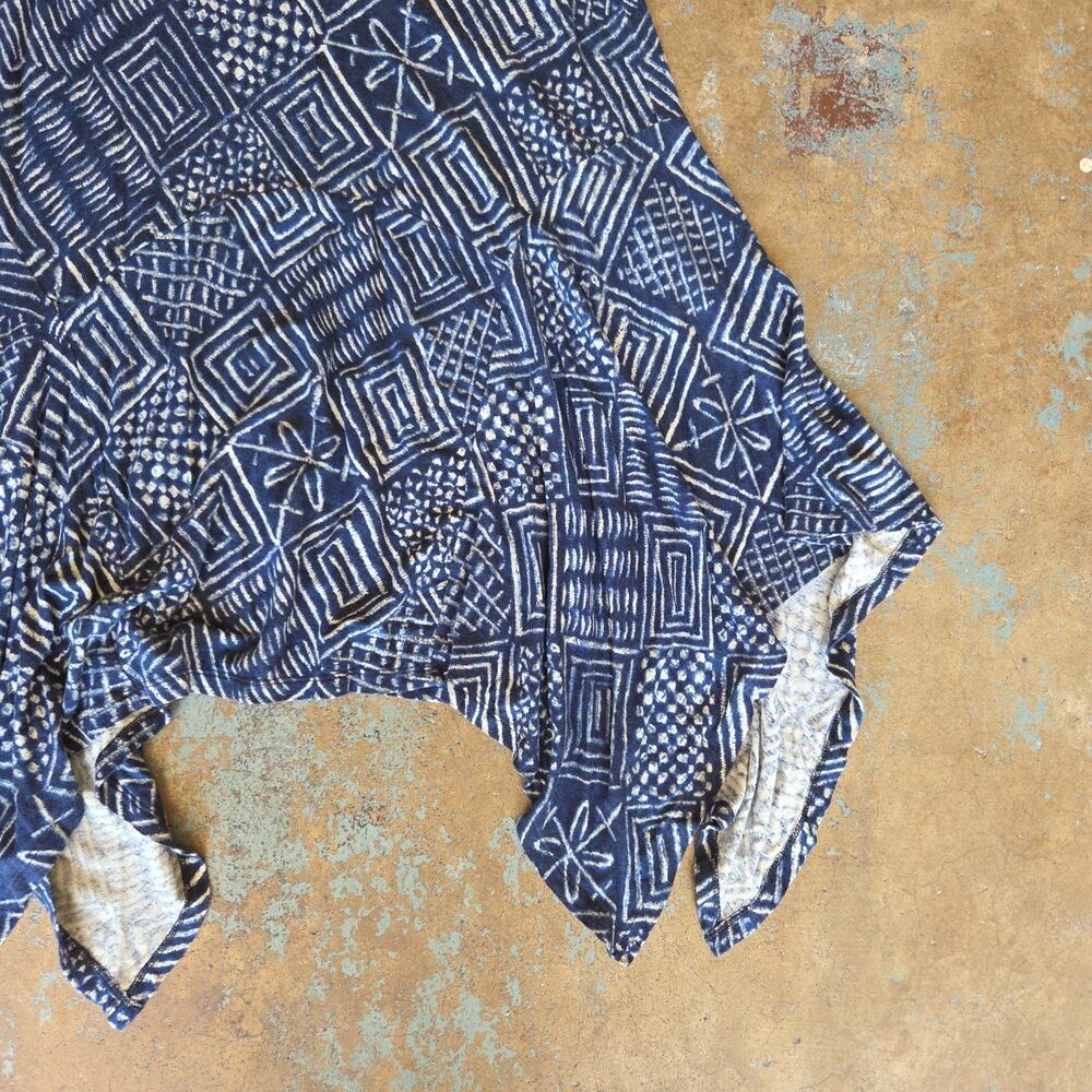 Ralph Lauren Printed Handkerchief Hem Midi Skirt Size S Blue White Linen Blend - Picture 4 of 8